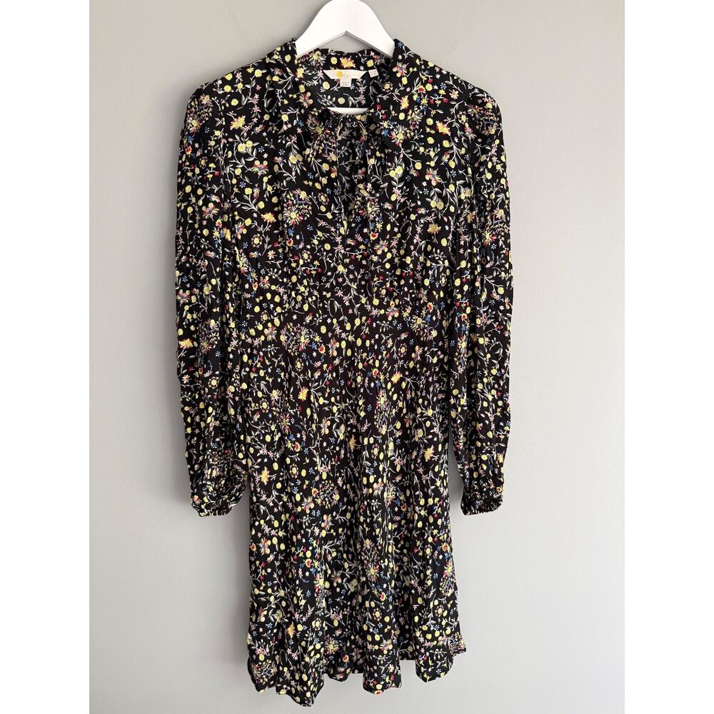Boden Dress Size 8 Black Ditsy Floral Viscose Boho Romantic Cottagecore Academia